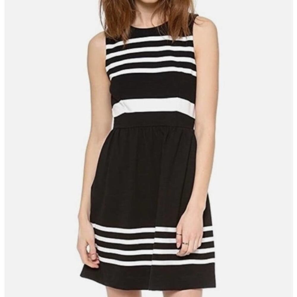 J. Crew Factory Black and White Striped Daybreak Dress Size XS